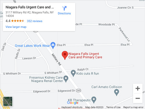 Directions to Urgent Care and Walk-In Clinic in Niagara Falls, NY on 3117 Military Road